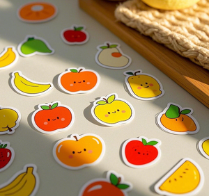 パーソナライズされたダイカットカスタムアップルバナナステッカーラベルカラフルなデザイン装飾漫画フルーツステッカー - Product Image 3
