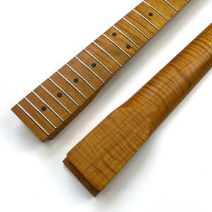 22 Frets TL Electric Guitar <strong>Neck</strong> Roasted Tiger Flame Maple Guitar <strong>Necks</strong> with Flame Maple Fretboard for Guitar Replacement - Product Image 2