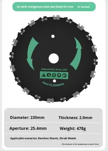 Lame de coupe d'arbre universelle, petit taille-haie, accessoires de <span class=keywords><strong>tondeuse</strong></span> à gazon, débroussailleuse, lame de scie à chaîne en acier inoxydable de 9 pouces - Product Image 2