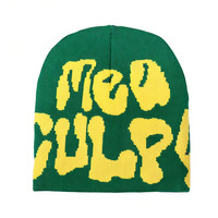 Berretto Mea Culpa Y2K Jacquard, Cappello Invernale Unisex con Motivo a Lettere, Berretto Streetwear Kpop alla Moda