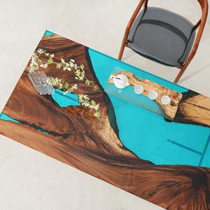 Elegante consola de madera maciza, juego de comedor para restaurante, Cocina, Bar, panel en el centro de madera con resina epoxi - Product Image 6