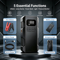 2-in-1 Multifunctional Power Bank Jump Starter 8000mAh Tire Inflator LED Light for Car SUV Motorcycle
