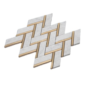 Mosaïque moderne <span class=keywords><strong>en</strong></span> marbre blanc de Carrare de forme irrégulière Carreaux de sol <span class=keywords><strong>en</strong></span> verre <span class=keywords><strong>pour</strong></span> la décoration de cuisine d'hôtel - Product Image 1