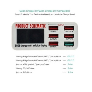 แท่นชาร์จเร็วแบบตั้งโต๊ะ USB 3.0 6 พอร์ต พร้อมหน้าจอดิจิตอลอเนกประสงค์ - Product Image 3