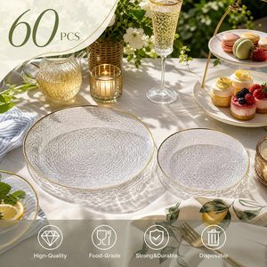 Assiettes jetables en plastique transparent réutilisables, design minimaliste et frais, respectueuses de l'environnement, pour les fêtes et les célébrations - Product Image 4