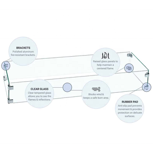Garde-vent et bouclier en verre trempé pour décoration de jardin extérieur pour table de foyer au gaz propane - Product Image 3