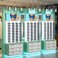 Présentoir modulaire sur pied pour lunettes de soleil, en bois, avec éclairage LED pour présentation de lunettes optiques