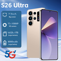 Smartphone S26 Ultra 5G 7,3 pouces 90Hz LED Appareil photo 108MP 16 Go 1 To Plus de 8000 mAh Deca Core Face ID Double SIM Android 15