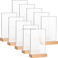 Support de menu en bois en forme de T en acrylique transparent pour table de restaurant, cadre photo, carte de signalisation double face, personnalisation A4 A5 A6 A7