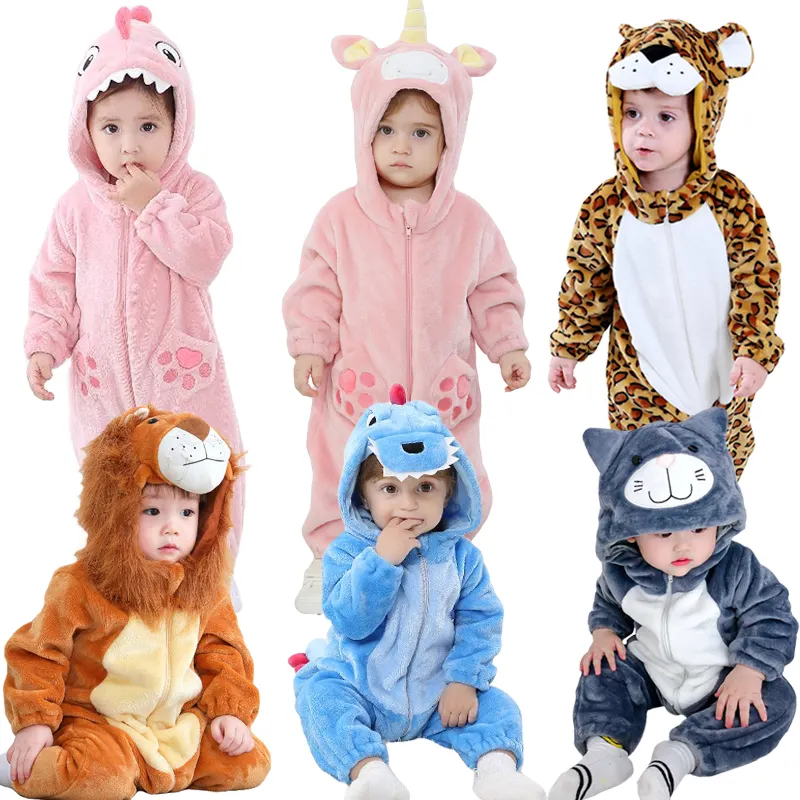All'ingrosso Baby Cat Lion Dinosaur Animal pagliaccetti Warm Halloween Costume Baby Halloween Clothes