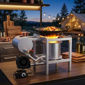 Fournisseur en gros de poêles <span class=keywords><strong>à</strong></span> combustion écologiques OEM personnalisées avec souffleur, chauffage portable multi-combustibles, équipement de camping - Product Image 2