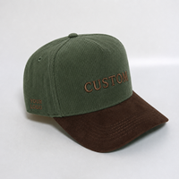 Gorras de béisbol de pana de dos tonos con logotipo de letras personalizadas, bordadas, de alta calidad, al por mayor, para uso diario informal.