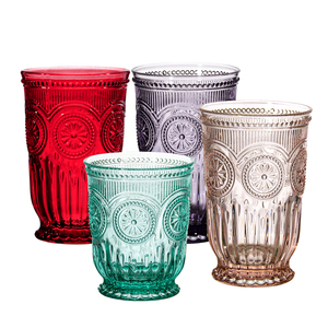 Calici da Vino Rosso in <span class=keywords><strong>Vetro</strong></span> Pressato <span class=keywords><strong>Rosa</strong></span> con Motivo Girasole Vintage Messicano Personalizzati di Lusso - Product Image 5