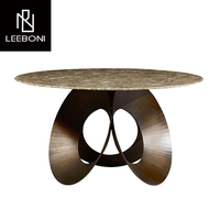 Populaire italien moderne rond paresseux Susan ensemble de table à manger de luxe rond en marbre Table à manger avec pieds en or
