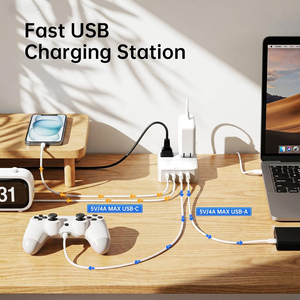 Regleta de Enchufes de Diseño Dividido, 2 Unidades, 4 Tomas de CA, 4 Puertos USB, Cable de 1.8M, Protección Contra Sobrecarga, Seguridad Confiable - Product Image 4