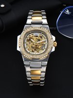 Montre mécanique automatique de luxe pour homme, bracelet en acier inoxydable allié de 20 mm, fermoir papillon squelette, tendance, vente en gros
