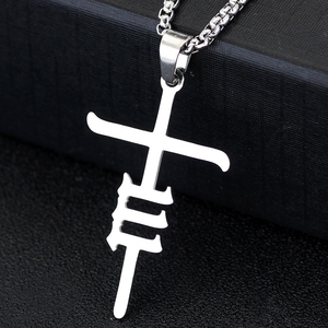 Kalung liontin salib nomor malaikat 111- 999, Kalung liontin salib angka malaikat baja tahan karat untuk pria anak laki-laki - Product Image 3