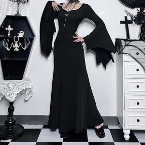CF23528 <span class=keywords><strong>Nouvelle</strong></span> Collection Automne Robe Longue de Maternité Élégante et Ajustée, Manches Chauve-souris Style <span class=keywords><strong>Addams</strong></span> Family, Jupe Sirène Silhouette Queue de Poisson - Product Image 3