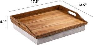 <span class=keywords><strong>Plateau</strong></span> <span class=keywords><strong>de</strong></span> <span class=keywords><strong>lit</strong></span> en bois d'acacia <span class=keywords><strong>avec</strong></span> <span class=keywords><strong>coussin</strong></span> amovible, <span class=keywords><strong>plateau</strong></span> <span class=keywords><strong>de</strong></span> service <span class=keywords><strong>de</strong></span> couleur naturelle, coulisse facilement sous l'armoire - Product Image 2