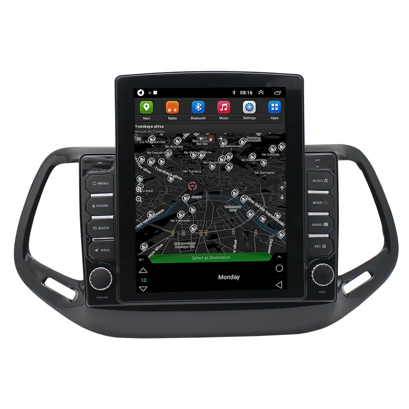Autoradio Android 9.7 ", Navigation multimédia stéréo, lecteur GPS, WIFI, 4 cœurs, pour voiture Jeep Compass (2017-2020)
