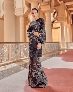 SIPO Muslimah Baju Raya Murah Borong Oem Baju Kurung broderie florale moderne dentelle Baju Kurung vente en gros Malaisie - Product Image 6