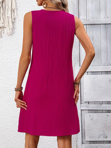 Women's European and American temperament elegant style V-neck sleeveless vest dress pleated thin A-line <b>skirt</b> <b>summer</b> - Product Image 2