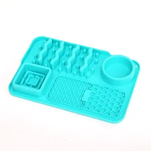 Bằng sáng chế miễn phí vật nuôi liếm mat với cốc hút bát nước cấp thực phẩm Silicone con chó bát chống trượt Pet Dog chậm trung chuyển