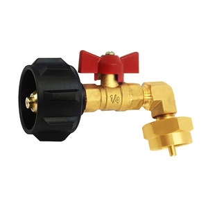 Adaptador de válvula de latón para entrada de agua de RV, 1/4 pulgada, para uso exterior con manija roja - Product Image 2
