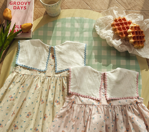 Vestito Estivo 2026 Nuovo con Ricamo <span class=keywords><strong>Orsetto</strong></span>, Colletto alla Marinara e Motivo Floreale, Stile Coreano, per Bambine - Abito da Principessa - Product Image 4