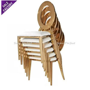 Good Quality Stainless Steel White Golden Wedding Furniture Banqueting <b>Chairs</b> From China Nice Dinner <b>Chair</b> <b>Sets</b> Wed Events - Product Image 2
