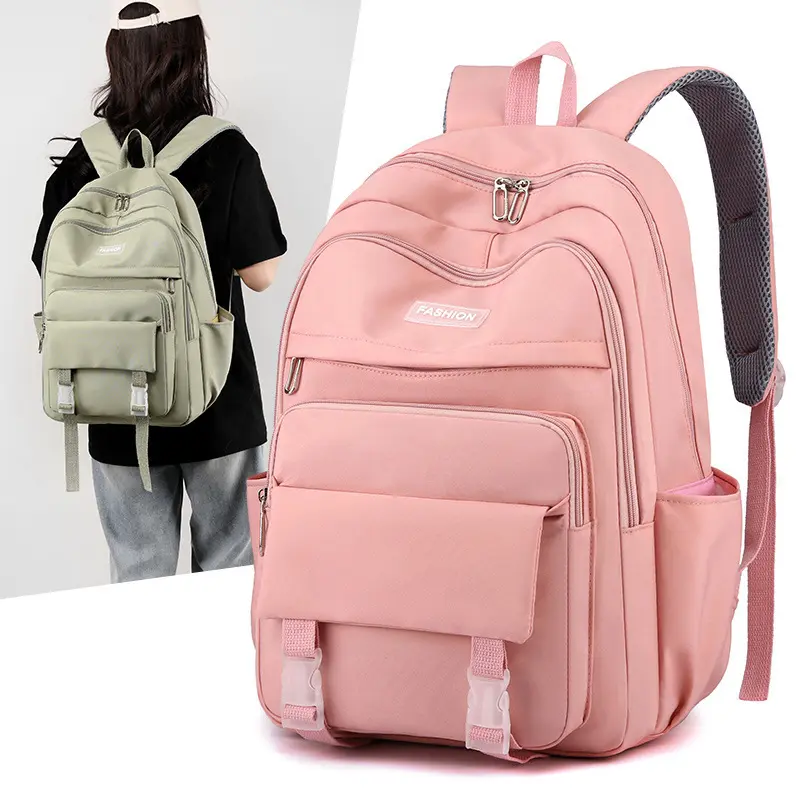 Mochila de escuela secundaria de gran capacidad, mochila escolar de 13 años Rosa de poliéster hermosa a la moda personalizada