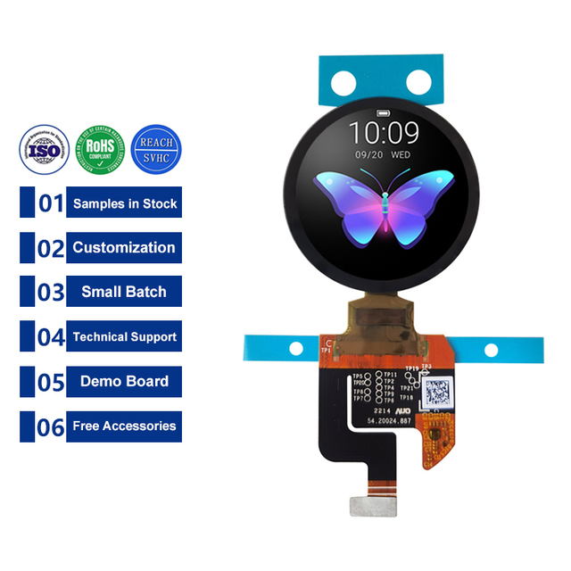 1.28 Inch OLED Round Smart Watch Screen 416*416  MIPI 30Pin Circular 1.3inch AMOLED Display Module With Touch Panel