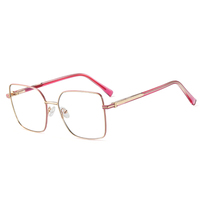 Lunettes de mode pour femmes anti-lumière bleue 93521 Lunettes à monture métallique populaires Style élégant Temple transparent Lunettes d'ordinateur Cadre