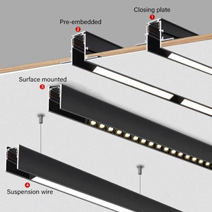 Hiện đại LED theo dõi Đèn trần Bề mặt lõm cẩu từ theo dõi hệ thống ánh sáng màu đen nhôm 90 SMD DC 48V 30000 3 năm - Product Image 2