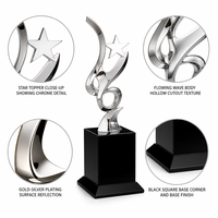 Trophée étoile en métal chromé personnalisé, prix du meilleur producteur, base noire, gravure personnalisée, 1ère, 2ème, 3ème place, vente en gros