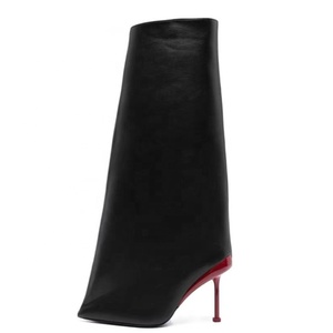 Size 44 Wide Top Women's Knee High Boots Pointed Toe Strange Upper Pants <b>Long</b> Booties Stiletto Thin Heels Stage Shoes - Product Image 5