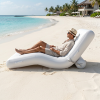Nouveau transat gonflable flottant compatible avec les piscines aquatiques, avec anneaux de sécurité pour la détente sur la plage et dans l'eau