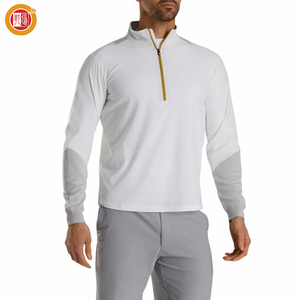 Custom Logo Printed <b>Men's</b> Performance <b>White</b> Block Golf Pullover <b>Sweatshirt</b> Oversize 1/4 Quarter Zip Long Sleeve for Autumn - Product Image 1