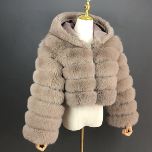 Manteaux <span class=keywords><strong>Femme</strong></span> en Fourrure Véritable, Veste en Fourrure de Renard Naturelle à <span class=keywords><strong>Capuche</strong></span> Amovible, Personnalisation et Vente en Gros - Product Image 2