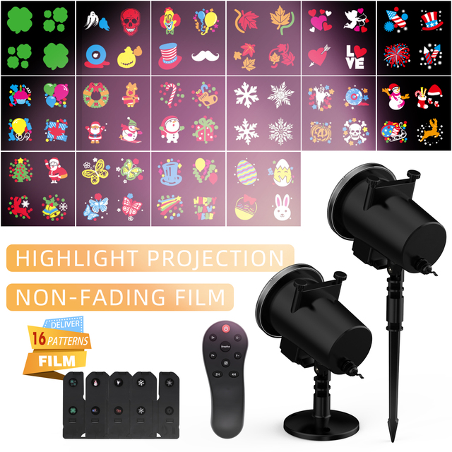 High Brightness Replaceable Lens Landscape Outdoor Projector 16 Patterns Led Projector Lights For Christmas Halloween Decoration