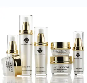 15g 30g 50g 15ml 30ml 60ml 80ml 100ml luxury France Gold Packaging Set vasetto e bottiglia di crema cosmetica acrilica