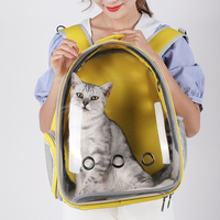 Sac à dos de transport pour animaux de compagnie en capsule rouge, transparent, respirant, pour chat, sac de voyage portable, petit sac à dos de randonnée pour animaux