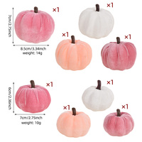 Petites citrouilles artificielles en velours doux, couleur macaron, imprimées UV, pour décoration de table moderne, thème récolte d'automne et Halloween