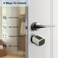 Serrure de porte électrique biométrique numérique à empreinte digitale, connectée WiFi, application Tuya, Cloud, en alliage d'aluminium de grade C, avec clé et cylindre européen pour bois