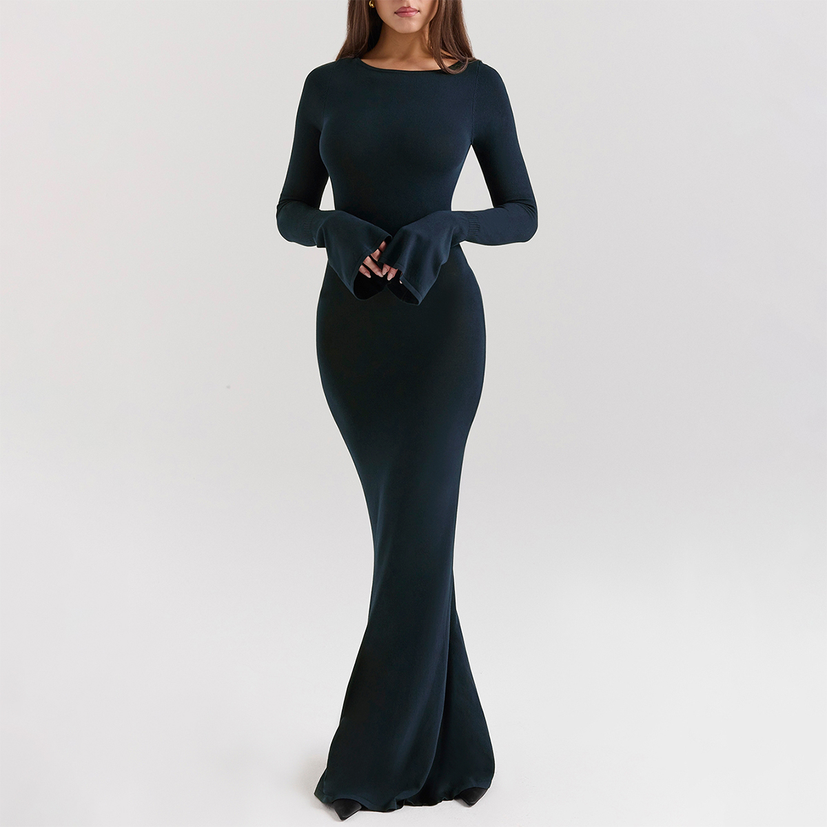 OEM Elegant Midnight Blue Silky Knit Maxi Dress for Women Flowy Sleeveless  Formal Gown| Alibaba.com