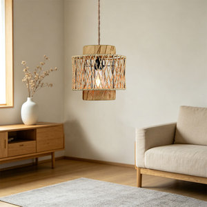 Chinese Style Pendant Light Paper Lampshade E27 Round Hand Woven <b>Rope</b> Living Room <b>Lighting</b> Fixture - Product Image 2