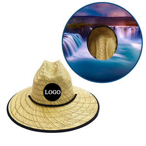 남성용 밀짚 모자 내츄럴 빅 중간 챙 턱 스트랩 맞춤형 낚시 s 남성용 - Product Image 1