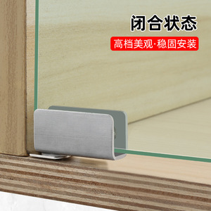 Charnière en verre en acier inoxydable, installation sans perçage pour porte d'armoire avec fixation supérieure et inférieure, contact magnétique - Product Image 5