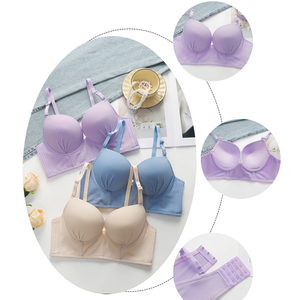 Sous-vêtements féminins sexy en nylon léger tricoté Bretelles réglables Armatures en acier Soutien élevé Respirant Imprimé uni - Product Image 1