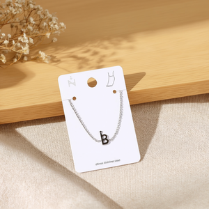 Tobillera de acero inoxidable con letra B, joyería de moda para mujer, 6 mm de ancho, paquete de 12 piezas - Product Image 3